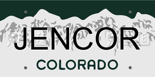 JENCOR Colorado License Plate