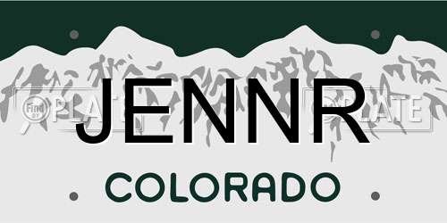 JENNR Colorado License Plate