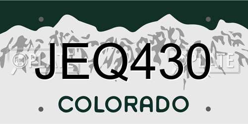 JEQ430 Colorado License Plate