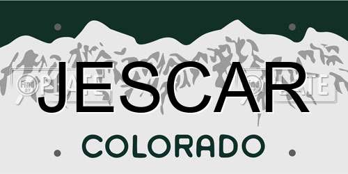 JESCAR Colorado License Plate