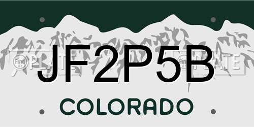 JF2P5B Colorado License Plate