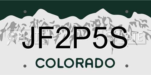 JF2P5S Colorado License Plate