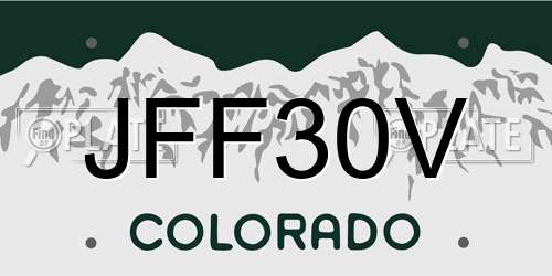 JFF30V Colorado License Plate