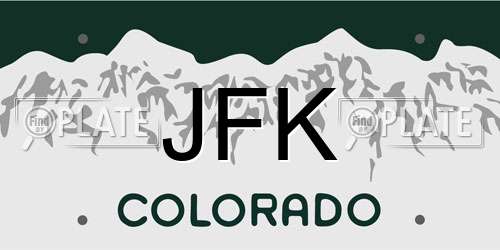 JFK Colorado License Plate