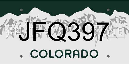 JFQ397 Colorado License Plate
