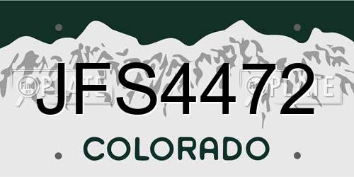 JFS4472 Colorado License Plate