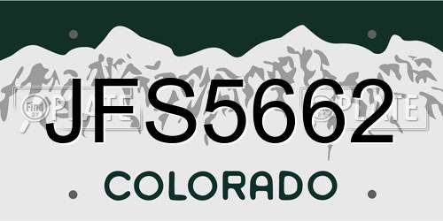 JFS5662 Colorado License Plate