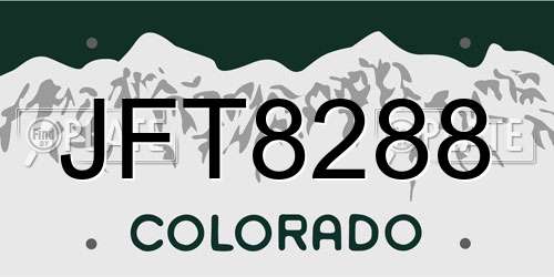 JFT8288 Colorado License Plate