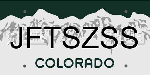 JFTSZSS Colorado License Plate