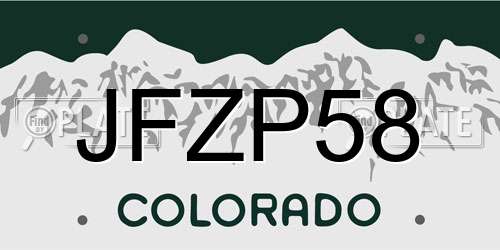 JFZP58 Colorado License Plate