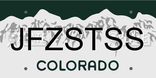JFZSTSS Colorado License Plate