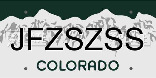 JFZSZSS Colorado License Plate