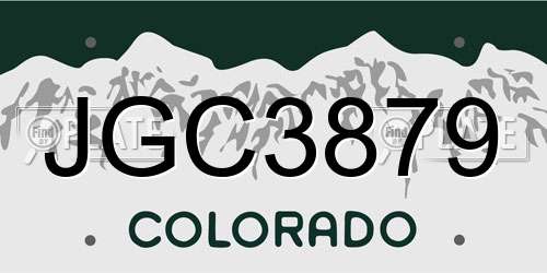 JGC3879 Colorado License Plate