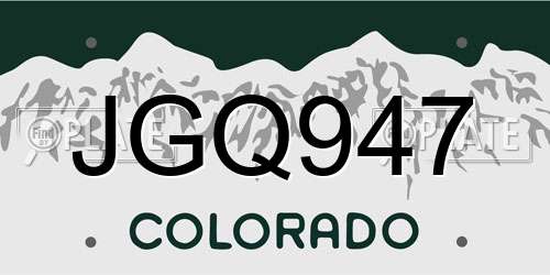 JGQ947 Colorado License Plate