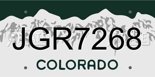 JGR7268 Colorado License Plate