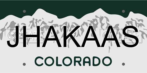 JHAKAAS Colorado License Plate