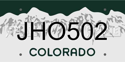 JHO502 Colorado License Plate
