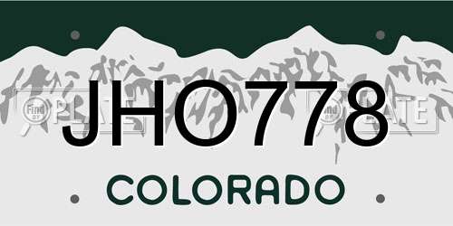 JHO778 Colorado License Plate