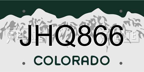 JHQ866 Colorado License Plate