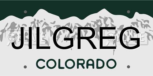 JILGREG Colorado License Plate