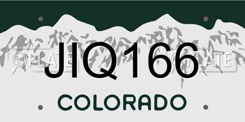 JIQ166 Colorado License Plate