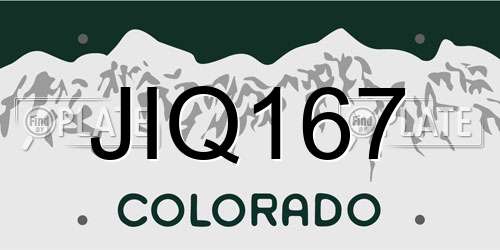 JIQ167 Colorado License Plate