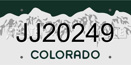 JJ20249 Colorado License Plate