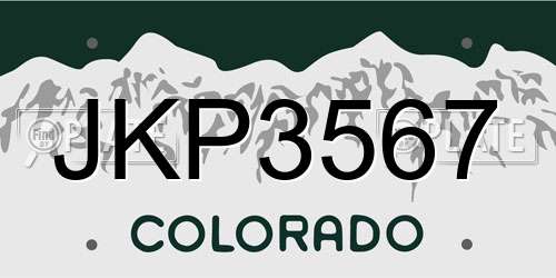 JKP3567 Colorado License Plate