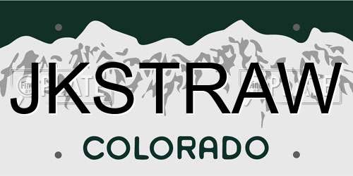 JKSTRAW Colorado License Plate