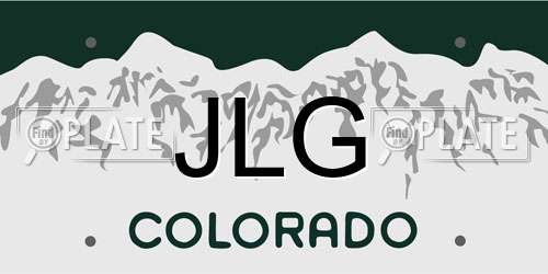 JLG Colorado License Plate