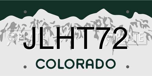 JLHT72 Colorado License Plate
