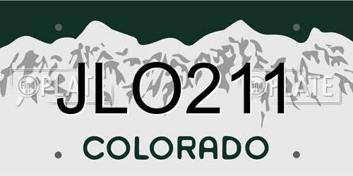 JLO211 Colorado License Plate