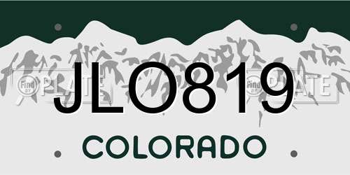 JLO819 Colorado License Plate