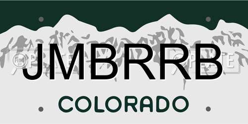 JMBRRB Colorado License Plate
