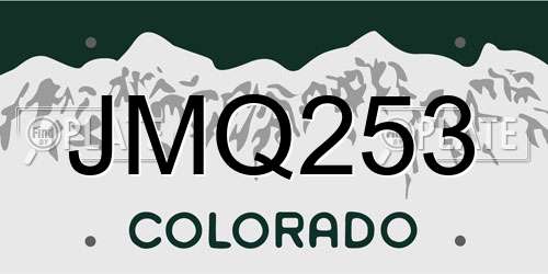 JMQ253 Colorado License Plate