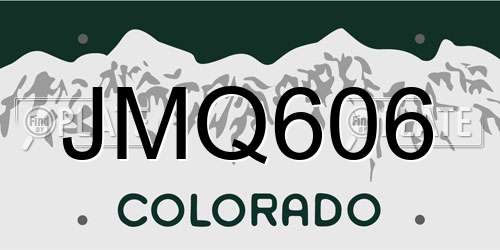 JMQ606 Colorado License Plate