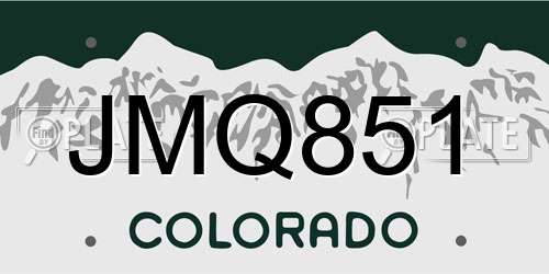 JMQ851 Colorado License Plate