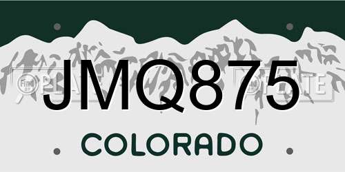 JMQ875 Colorado License Plate