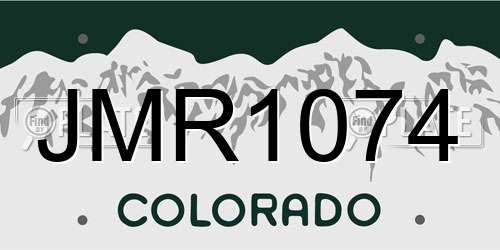 JMR1074 Colorado License Plate