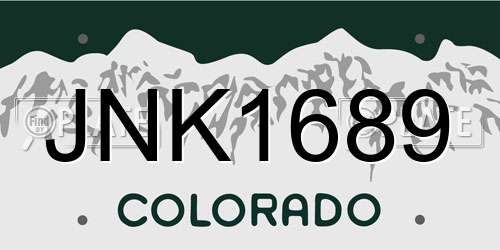 JNK1689 Colorado License Plate