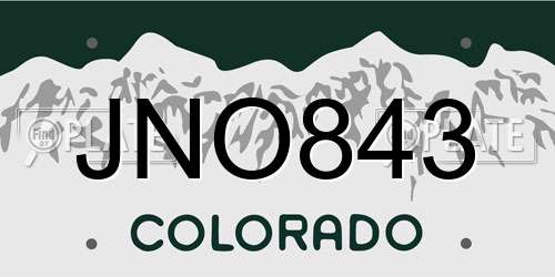 JNO843 Colorado License Plate