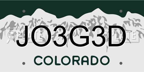 JO3G3D Colorado License Plate