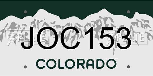 JOC153 Colorado License Plate