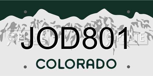 JOD801 Colorado License Plate