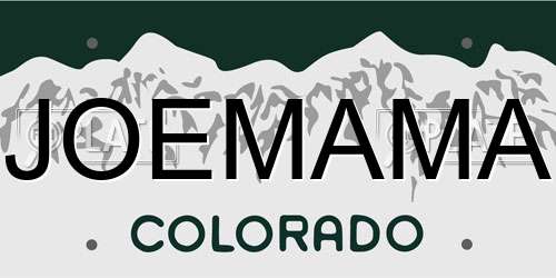 JOEMAMA Colorado License Plate