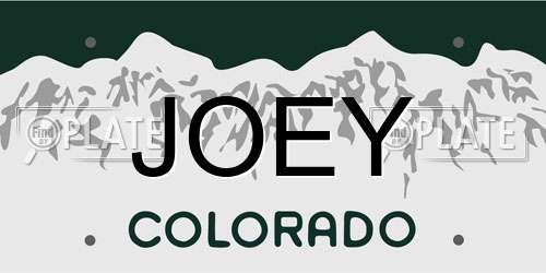 JOEY Colorado License Plate