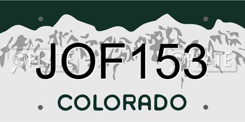 JOF153 Colorado License Plate