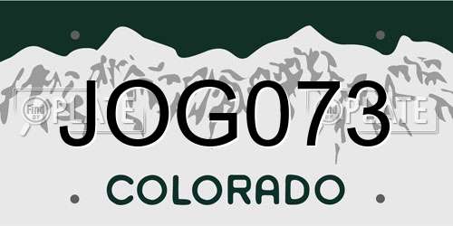 JOG073 Colorado License Plate