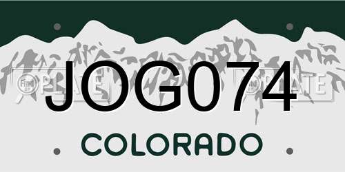 JOG074 Colorado License Plate