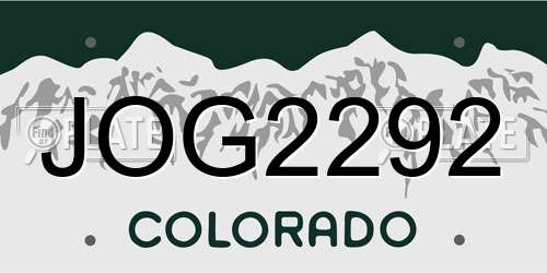 JOG2292 Colorado License Plate